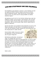 Vorschau - Stundenentwürfe - Inhaltsangabe schreiben- Die Stadtmaus und die Feldmaus - Seite 1