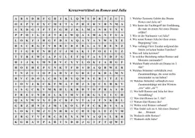 Vorschau - Quiz - Zusammenfassendes Kreuzworträtsel zu Romeo und Julia - Deckblatt