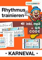 Vorschau - Arbeitsblätter - Musik 🎵 Bodypercussion ✋🏼 Rhythmus trainieren KARNEVAL 🤡 Rhythmus Klatschübungen • Rhythmusbausteine - Deckblatt
