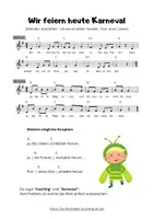 Vorschau - Text - Kinderlied {Wir feiern heute Karneval} - Seite 1