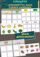 Vorschau - Fördermaterial/Inklusion - Klettaufgaben: Lebensmittel nach Farben zuordnen - Deckblatt