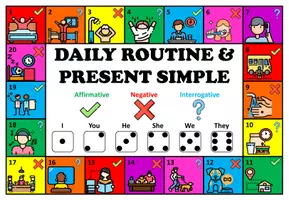 Vista previa - Juegos / Gamificación - DAILY ROUTINE AND PRESENT SIMPLE – Board Game - página 1