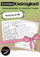 Vorschau - Arbeitsblätter - Kostenlose Kleinigkeit | Ausmaldoodle & Lesetext Lama - Deckblatt