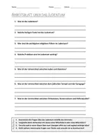 Vorschau - Arbeitsblätter - AB mit Fragen zum Thema "Judentum" + Lösungsblatt + Infografik - Deckblatt