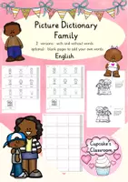 Vorschau - Arbeitsblätter - Englisch - family (Familie) - picture dictionary - Miniwörterbuch - Leporello - Deckblatt