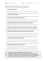Vorschau - Arbeitsblätter - AB mit Fragen zum Thema "Galileo Galilei" + Lösungsblatt + Mindmap + Infografik - Deckblatt