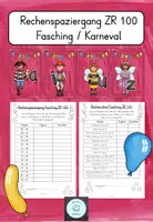 Vorschau - Arbeitsblätter - Rechenspaziergang ZR 100 Fasching und Karneval - Deckblatt