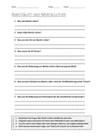 Vorschau - Arbeitsblätter - AB mit Fragen zum Thema "Martin Luther" + Lösungsblatt + Mindmap + Infografik - Deckblatt