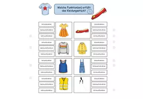 Vorschau - Arbeitsblätter - Klammerkarten Kleidungsfunktionen - Seite 1