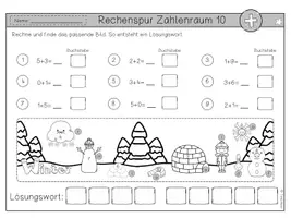 Vorschau - Arbeitsblätter - Rechenspur Winter Zahlenraum 10 Addition & Subtraktion - Seite 1