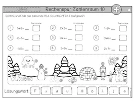 Vorschau - Arbeitsblätter - Rechenspur Winter Zahlenraum 10 Addition & Subtraktion - Seite 2