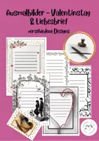 Vorschau - Mal- und Bastelvorlagen - Liebesbriefe & Briefpapier - VALENTINSTAG - Deckblatt