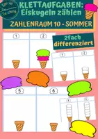 Vorschau - Fördermaterial/Inklusion - Klettaufgaben: Eiskugeln zählen / ZR 10 - Deckblatt