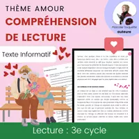 Aperçu - Tests - Compréhension de Lecture Texte Informatif AMOUR - Page de couverture
