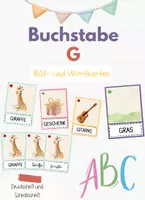 Vorschau - Stationenlernen - Buchstabe G Bildkarten, Alphabetisierung, DaZ, Deutsch - Deckblatt