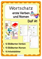 Vorschau - Arbeitsblätter - DAZ Bildkarten erste Verben Wortschatz - Deckblatt