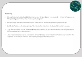 Vorschau - Fördermaterial/Inklusion - Klammerkarten: Schulbeginn / ZR 10 - Seite 1