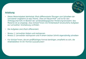 Vorschau - Arbeitsblätter - Graphomotorik - Tiere am Bauernhof (2fach differenziert) - Seite 1