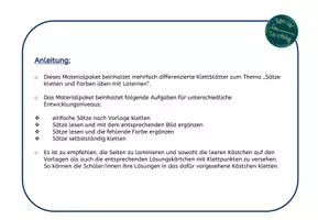 Vorschau - Fördermaterial/Inklusion - Klettaufgaben: Sätze bilden (Laternen & Farben) - Seite 1