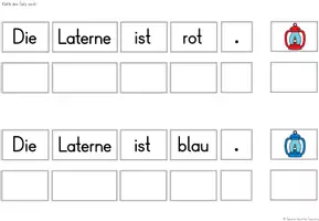 Vorschau - Fördermaterial/Inklusion - Klettaufgaben: Sätze bilden (Laternen & Farben) - Seite 2