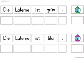 Vorschau - Fördermaterial/Inklusion - Klettaufgaben: Sätze bilden (Laternen & Farben) - Seite 3