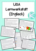 Vorschau - Arbeitsblätter - USA Lernwerkstatt Englisch - Money, States, Size, Film, Presidents - Deckblatt