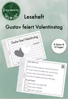 Vorschau - Stationenlernen - Leseheft sinnentnehmendes Lesen - Gustav feiert Valentinstag - Klasse 2+3 - Deckblatt