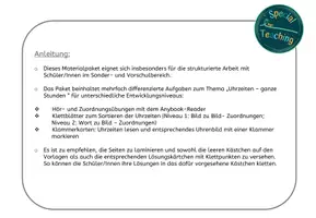 Vorschau - Fördermaterial/Inklusion - Klettaufgaben & Klammerkarten: Uhrzeiten (ganze Stunden) - Seite 1