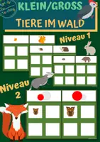 Vorschau - Fördermaterial/Inklusion - Klein oder groß? - Tiere im Wald - Deckblatt