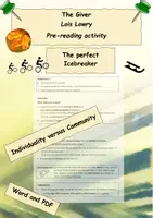 Vorschau - Arbeitsblätter - The Giver - individuality and conformity - icebreaker - Deckblatt