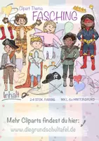 Vorschau - Stundenentwürfe - Cliparts Fasching FARBIG Clipart Set - Deckblatt