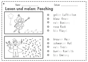 Vorschau - Arbeitsblätter - Lesen und malen : Fasching oder Karneval - Seite 2