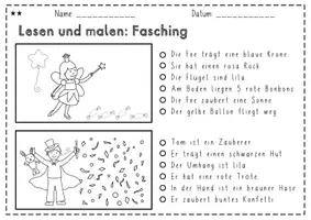 Vorschau - Arbeitsblätter - Lesen und malen : Fasching oder Karneval - Seite 3