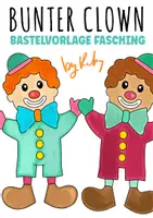 Vorschau - Mal- und Bastelvorlagen - Bunter Clown - Bastelvorlage für Fasching & Karneval - Deckblatt