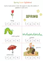 Vista previa - Hojas de trabajo - How Many Syllables? Spring Syllables Worksheets / ¿Cuántas sílabas? Hojas de trabajo de sílabas primaverales - página 1