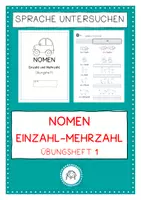 Vorschau - Arbeitsblätter - Einzahl und Mehrzahl. Übungsheft 1 mit Lösung! - Deckblatt
