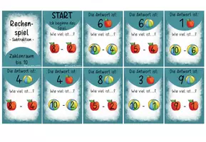 Vorschau - Spiele - Rechenspiel: Subtraktion im Zahlenraum bis 10 (Variante 1) - Seite 1