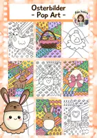 Vorschau - Mal- und Bastelvorlagen - Pop Art Osterbilder, Kunst Grundschule - Deckblatt