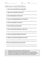 Vorschau - Arbeitsblätter - AB mit Fragen zum Thema "Österreich" + Lösungsblatt + Infografik - Deckblatt