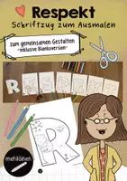 Vorschau - Mal- und Bastelvorlagen - Respektvoller Umgang | Respekt - Schriftzug zum Ausmalen - Deckblatt