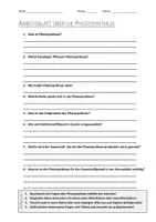 Vorschau - Arbeitsblätter - AB mit Fragen zum Thema "Photosynthese" + Lösungsblatt + Mindmap + Infografik - Deckblatt