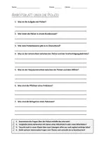 Vorschau - Arbeitsblätter - Lernplakate + AB mit Fragen zum Thema "Polizei" + Lösungsblatt + Mindmap + Infografik - Seite 1