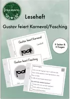 Vorschau - Arbeitsblätter - Leseheft sinnentnehmendes Lesen - Gustav feiert Karneval/Fasching - Klasse 2+3 - Deckblatt