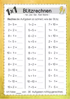 Vorschau - Arbeitsblätter - Einmaleins Blitzrechnen - Seite 1