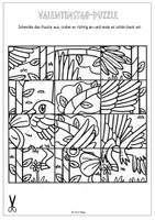Vorschau - Mal- und Bastelvorlagen - 7 Stück Puzzles zum Anmalen für Valentinstag / Bastelstunde - Seite 2