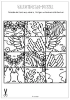 Vorschau - Mal- und Bastelvorlagen - 7 Stück Puzzles zum Anmalen für Valentinstag / Bastelstunde - Seite 3