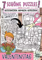 Vorschau - Mal- und Bastelvorlagen - 7 Stück Puzzles zum Anmalen für Valentinstag / Bastelstunde - Deckblatt