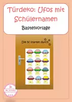 Vorschau - Mal- und Bastelvorlagen - Türdeko Klassenzimmertür / Bastelvorlage Ufos - Deckblatt
