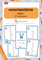 Vorschau - Anderer Materialtyp - Lesekartei Monster Pseudowörter - Stufe 1 Lesetraining - Deckblatt