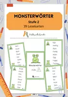 Vorschau - Anderer Materialtyp - Lesekartei Monster Pseudowörter - Stufe 2 Lesetraining - Deckblatt